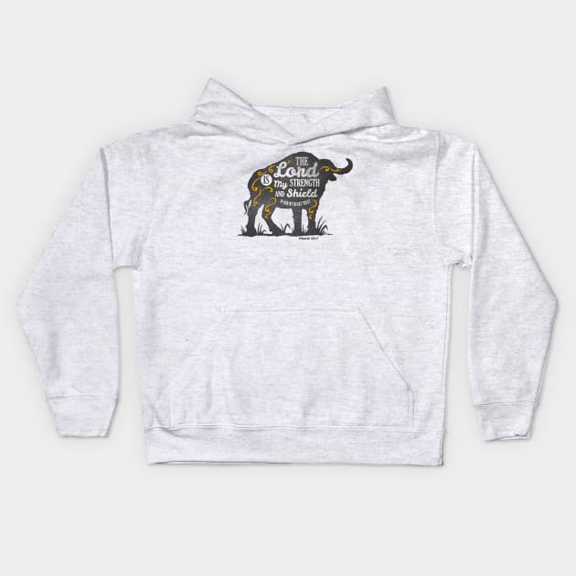 Elephant silhouette with motivational words of wisdom Kids Hoodie by Voxen X